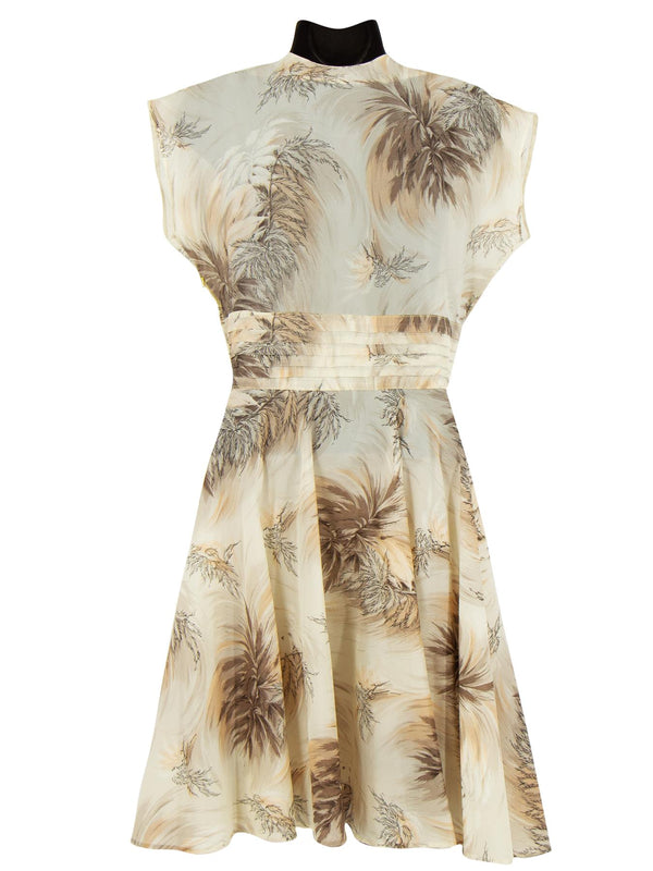 True Vintage Leaf Print 1950s Occasion Dress