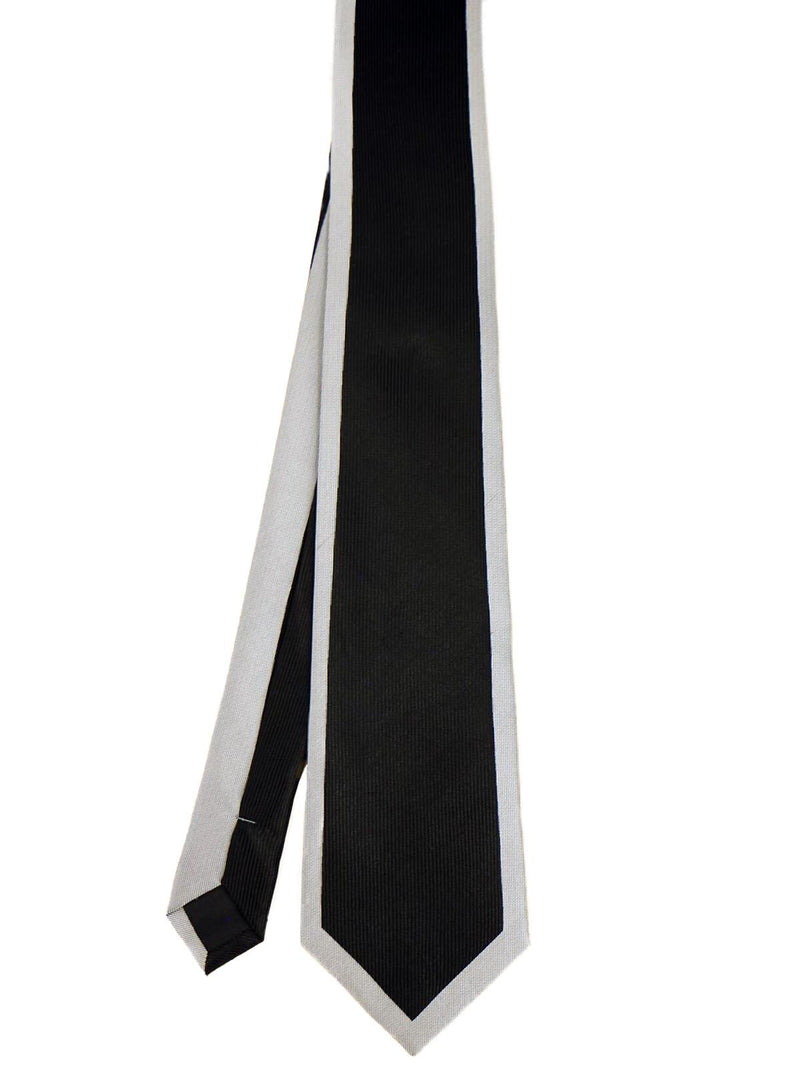Silver Border Vintage Style Black Swing Tie