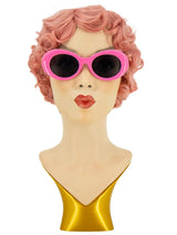 1960s Mod Style Pink Oval Sunglasses