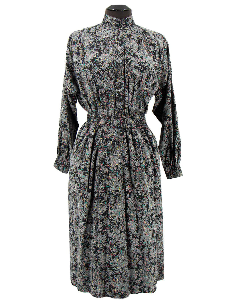 Vintage Paisley Belted Midi Shirtdress