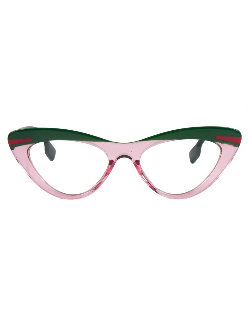 Retro Catseye Sunglasses Pink & Green Stripe