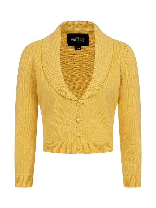 Vintage Style Low Neck Yellow Knitted Cardigan