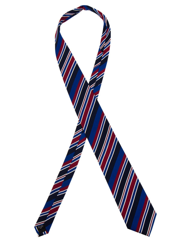 Kensington Blue, Red & White Stripe Silk Tie