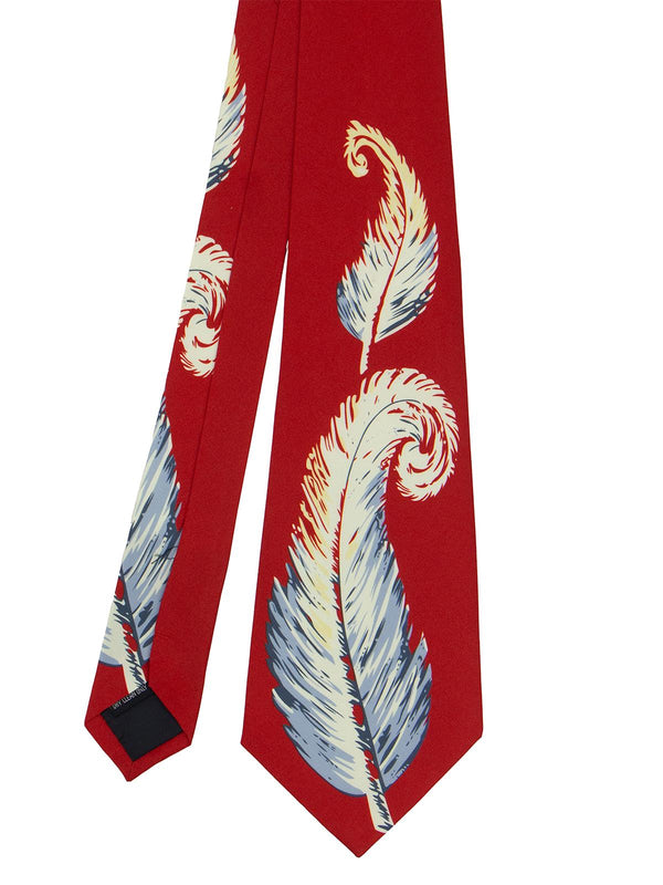 Vintage Style Premium Silk Swing Tie - Red Feather