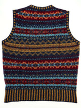 Vintage Style Shetland Wool Fair Isle Vest in Marlin Blue