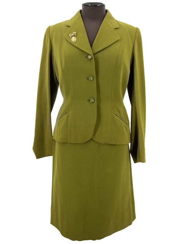 True Vintage 1940s Olive Worsted Wool Suit