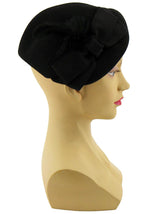 Black 40s Look Half Hat With Large Bow