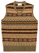 Vintage Style Shetland Wool Fair Isle Vest in Oswald Beige