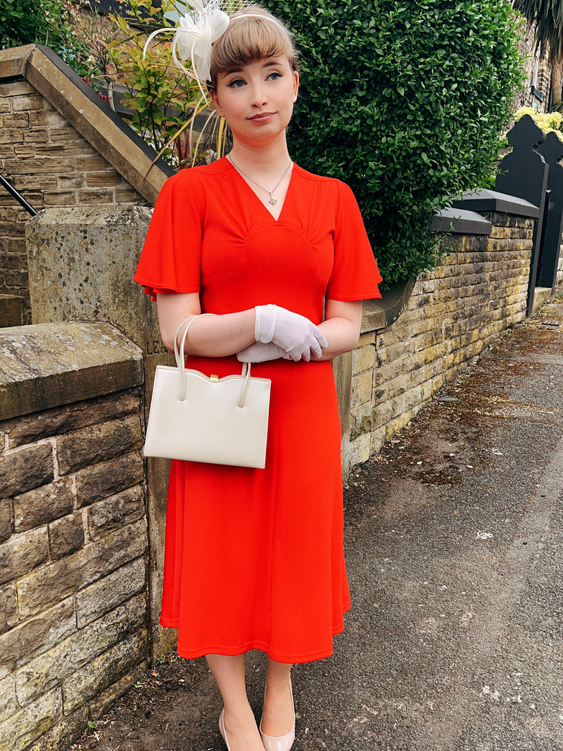 1940s Vintage Palais Swing Dress in Ribbon Red