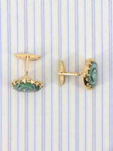 Vintage 1950s Gold Plated Green Glass Cufflinks