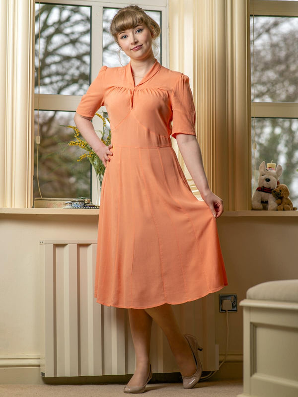 1940s Vintage Matinee Dress in Pan Stik Peach
