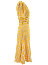1940s Vintage Lumber Jill Check Day Dress in Yellow