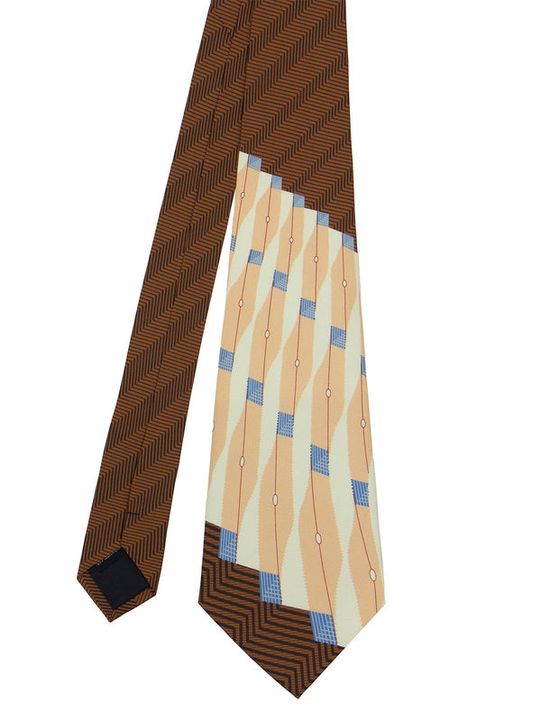 Vintage Style Premium Silk Swing Tie - Brown Chevron