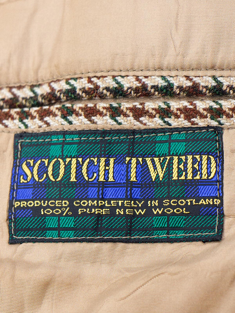 Vintage Scottish Tweed Houndstooth 100% Wool Jacket