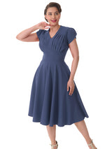 Airforce Blue 1940s Vintage Inspired Swing Dress