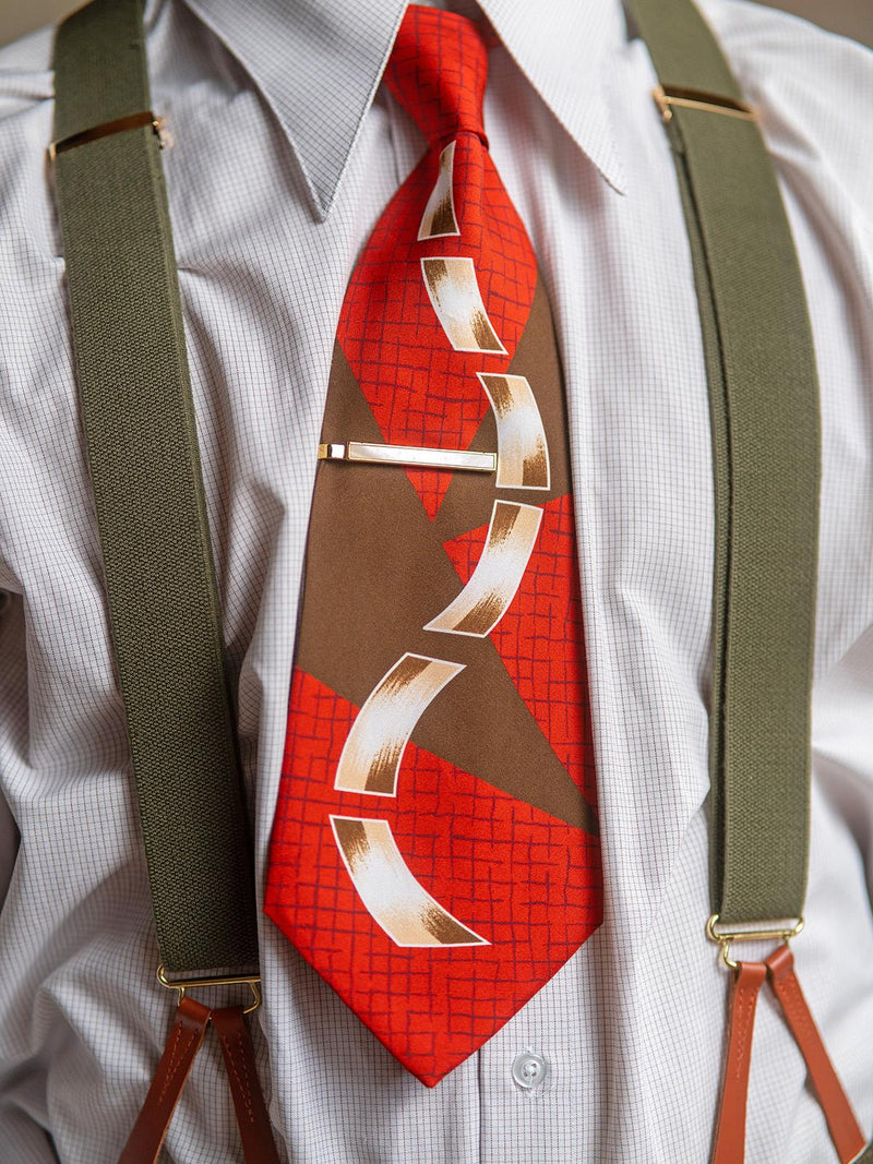 Vintage Style Premium Silk Swing Tie - Red Ribbon