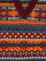 Forties Vintage Scottish Wool Fairisle Knit Tank Top in Bordeaux Red