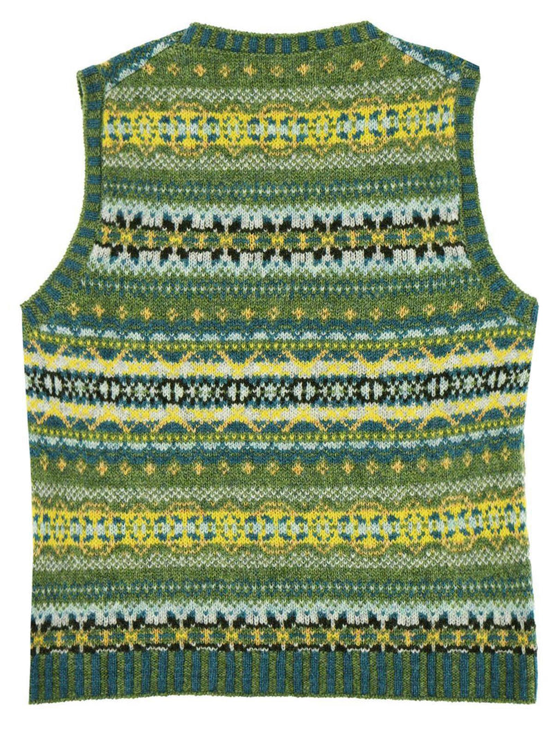 Scottish Wool Fairisle Tank Top in Botany Green