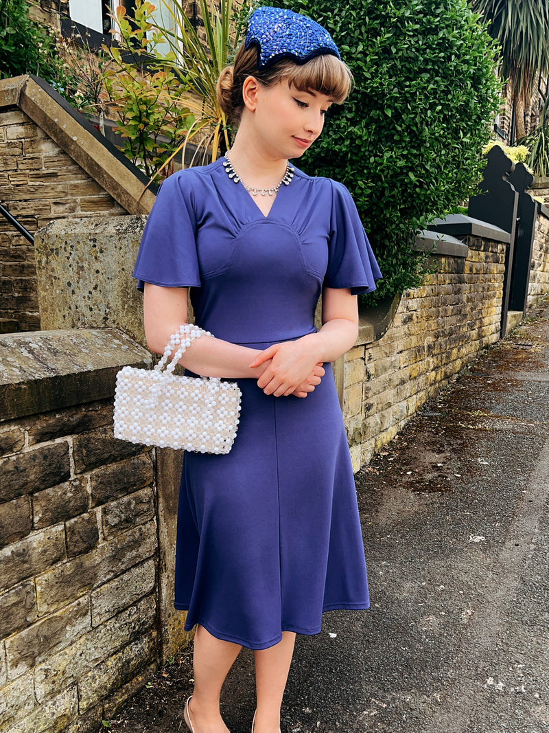 1940s Vintage Palais Swing Dress in Mazarine Blue