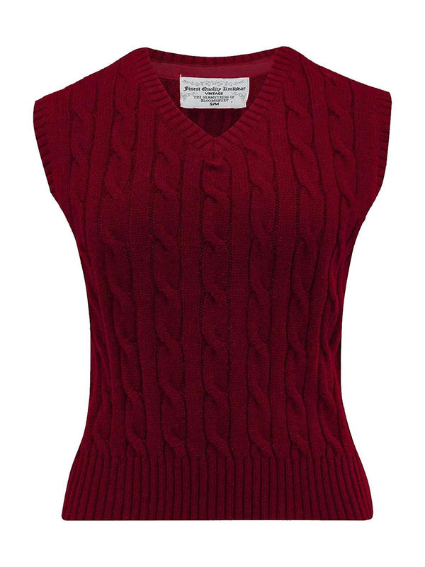 Wine Red Vintage Style Cable Tank Top Vest