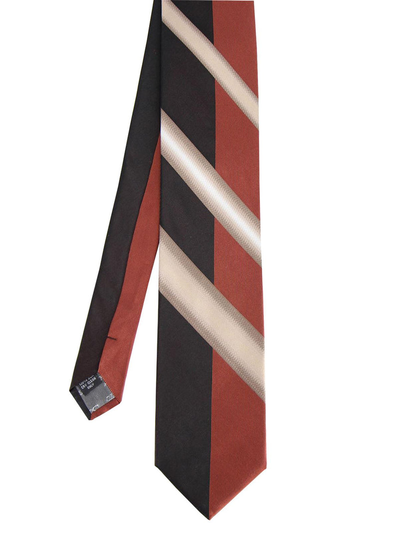 Rust and Black Striped Silk Swing Tie