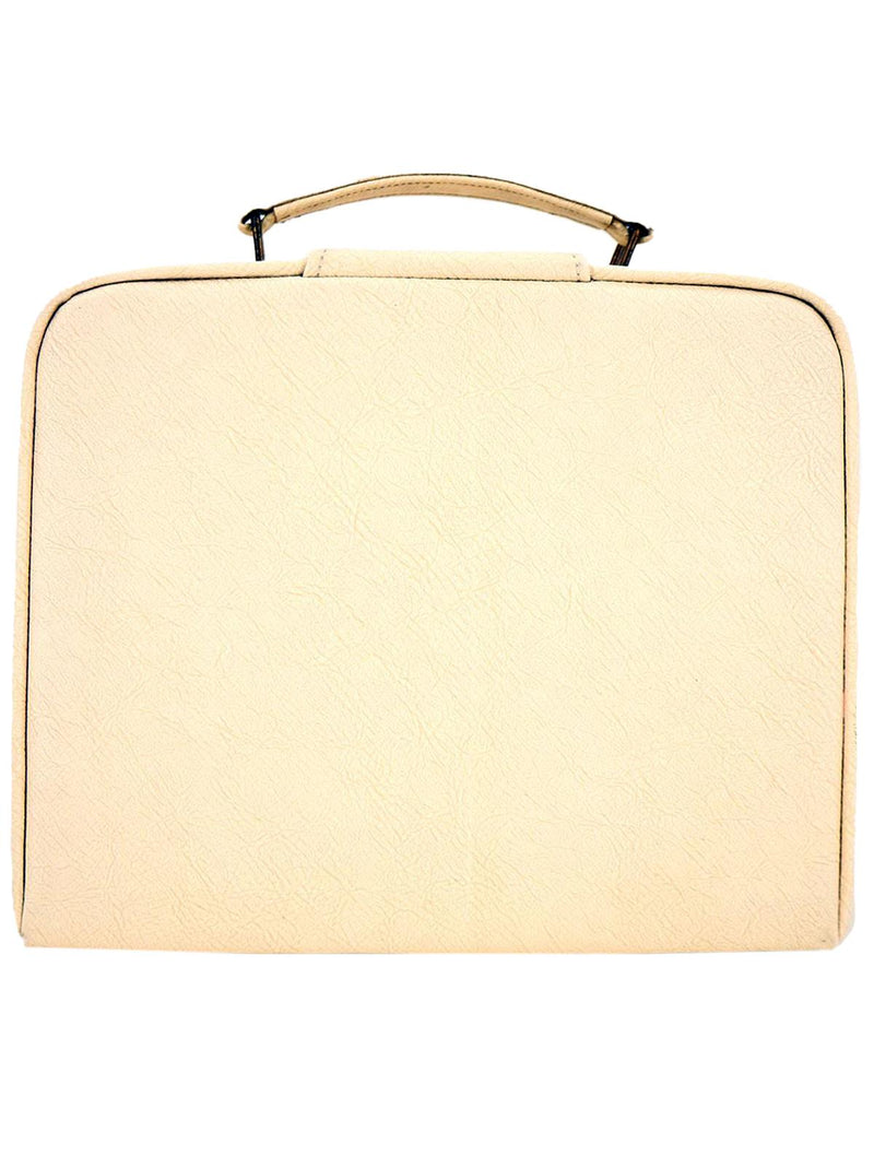 Small Vintage Cream Vanity Travel Case Box Bag