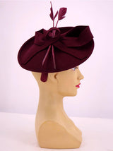 Claret Red Vintage Style Felt Feather Hat