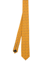 Yellow Diamond Print Pure Silk Skinny Tie