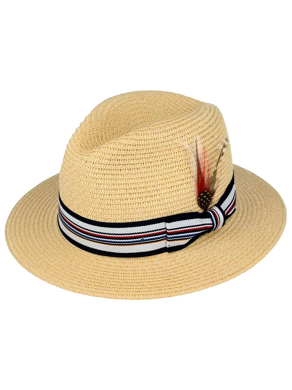 Mens Summer Vintage Style Straw Fedora Hat