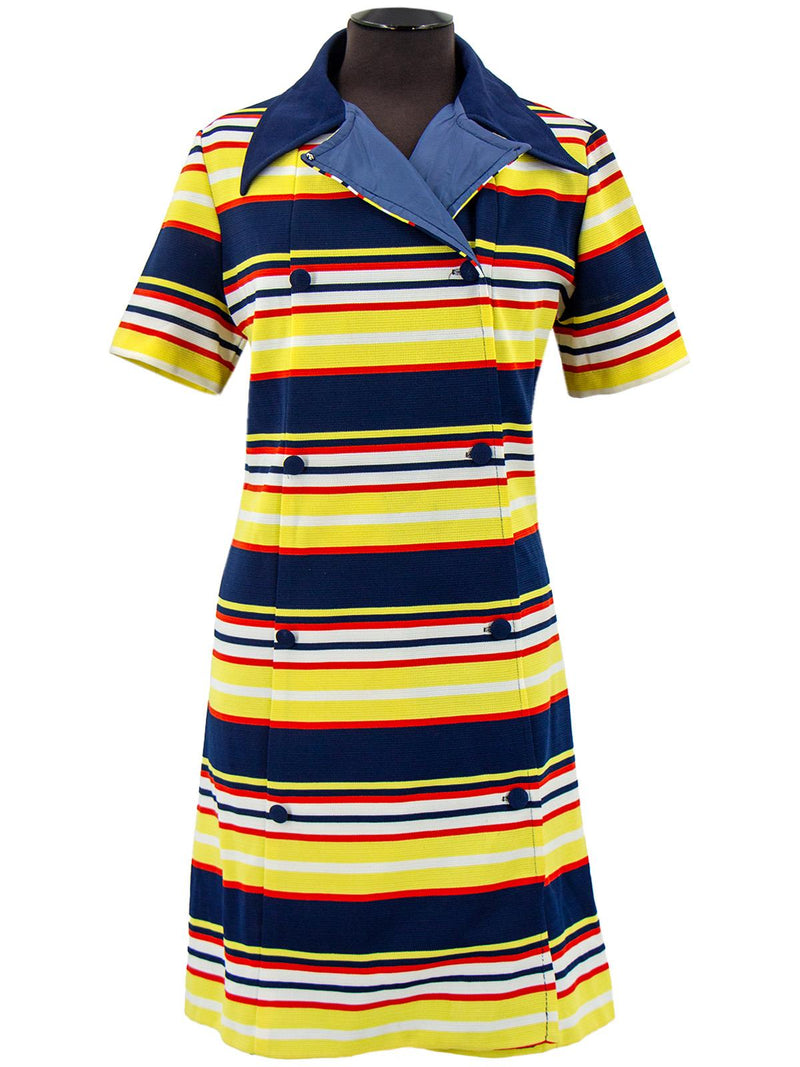 Vintage 1970s Stripe Double Breasted Shirt Dress