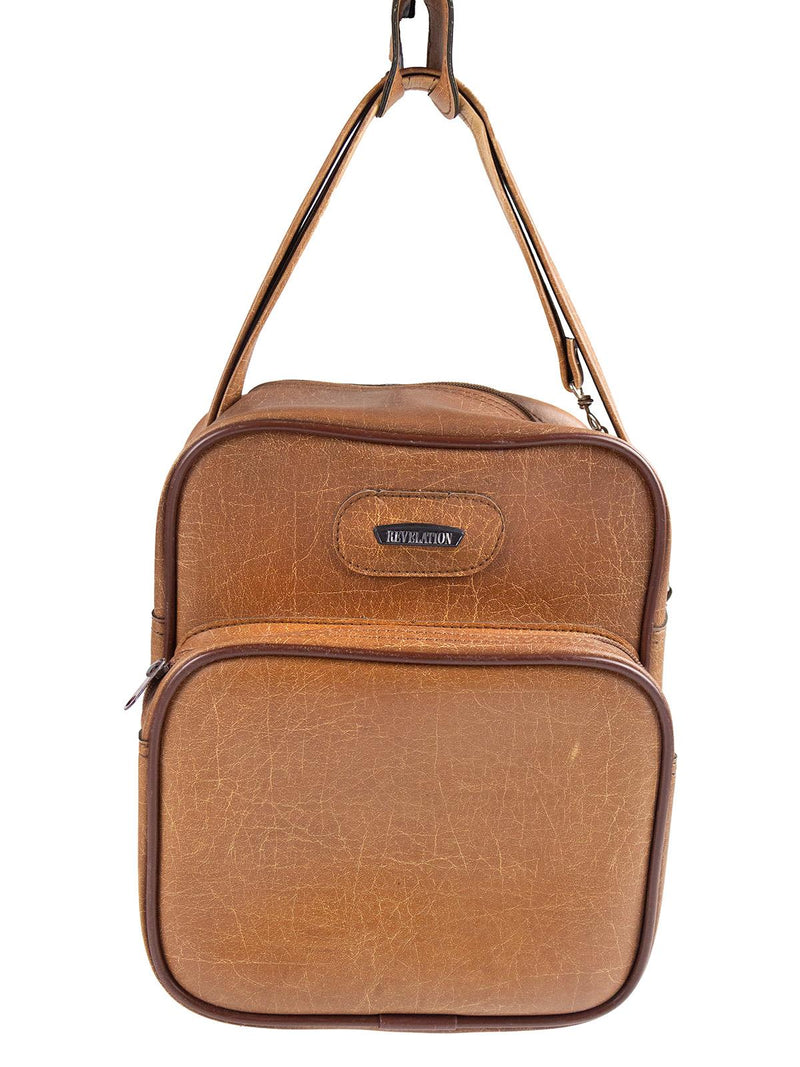 Gentlemens Vintage Travel Shoulder Bag Brown Vinyl