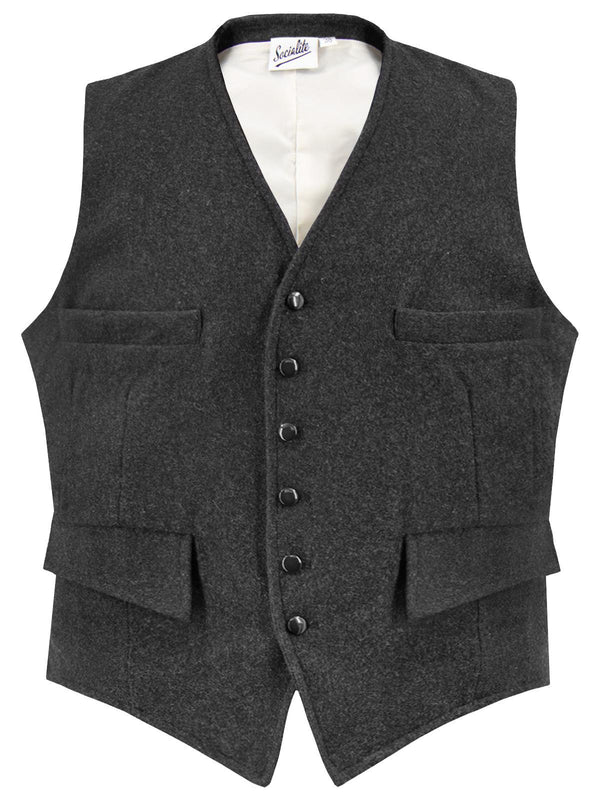 PREORDER - 1940s Vintage Deliverance Marl Waistcoat in Charcoal