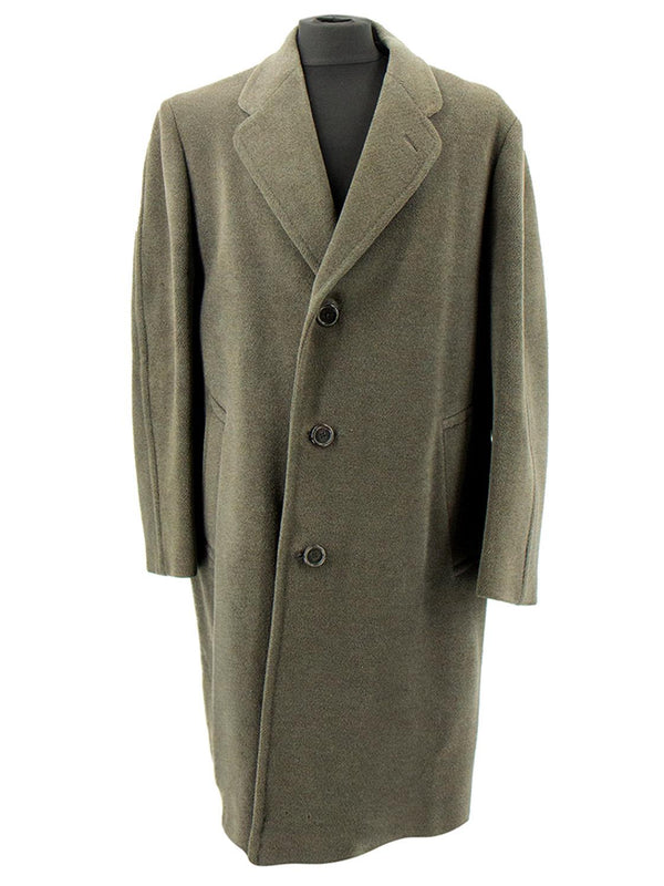 Vintage Daks Khaki Green Wool Heavy Duty Overcoat