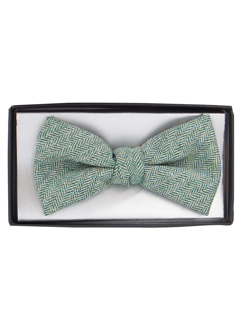 Herringbone Tweed Green Bow Tie