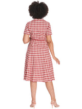 Red Cherry Gingham Vintage Style Shirt Dress