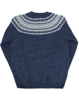 Scottish Wool Fairisle Crewneck Jumper in Denim Blue