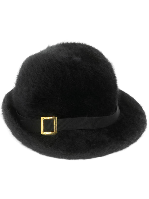 Kangol Black Fluffy Felt Hat Gold Buckle