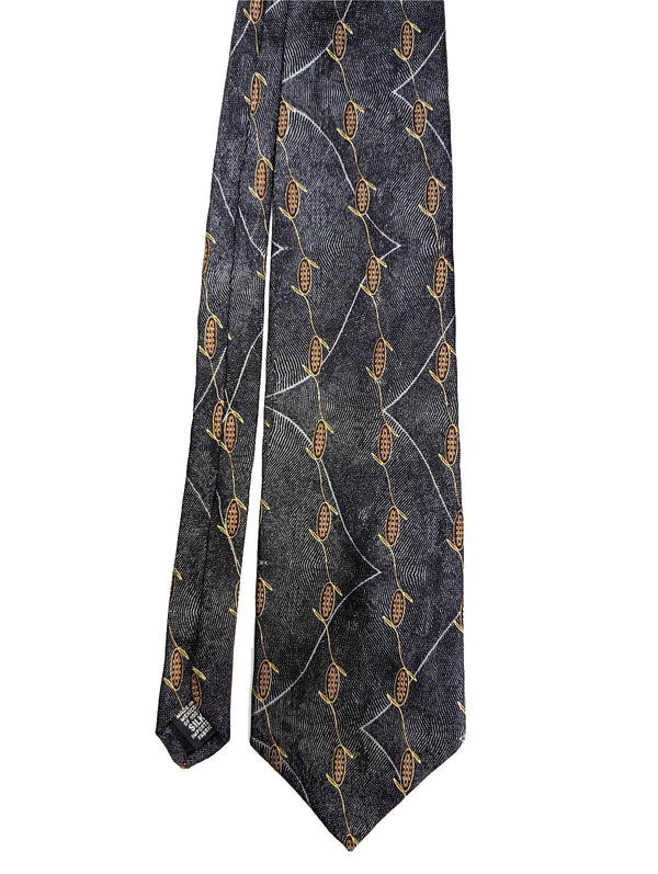 Bill Blass Grey Patterned Designer Silk Tie
