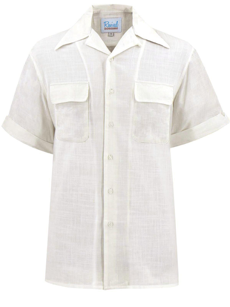 Vintage Style Cotton Leisure Shirt - Ivory