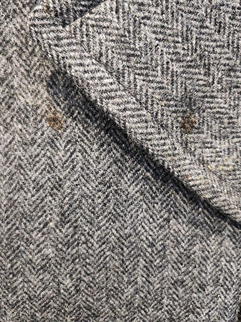 London Fog Grey Vintage Herringbone Tweed Coat