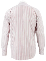 1940s Collarless Grandad Shirt - Red Orton Stripe