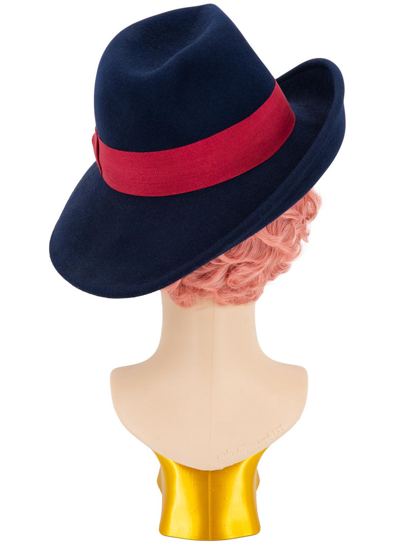 Navy 1940s Vintage Style Tilt Hat