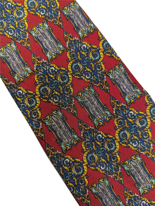 Red Vintage Silk Tie With Opulent Pattern