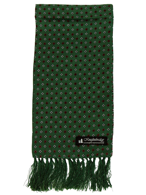 Green Diamond Pattern Pure Silk Aviator Scarf