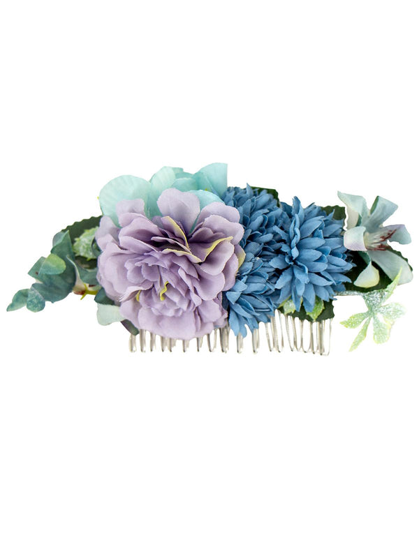 Blue & Purple Vintage Style Hair Flower Comb