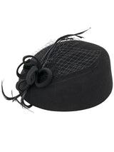 Vintage Style Black Feather Trim Hat