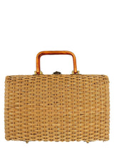 Vintage Oversized Woven Bag with Lucite Handles