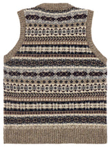 Scottish Wool Fairisle Tank Top in Mushroom Grey