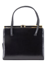 Navy Blue Classic Vintage Leather Frame Bag