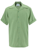 Vintage Style Seersucker Holiday Shirt - Palm Green